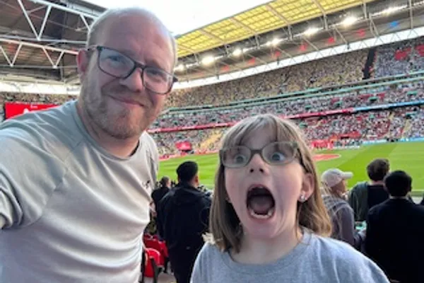 ‘Iris and I attended Man City vs Southampton in the FA Cup Semi Final. Iris is absolutely mad about football and lived the opportunity to see one of her favourite footballers Earling Haaland up close. A great game to watch and fun had around’